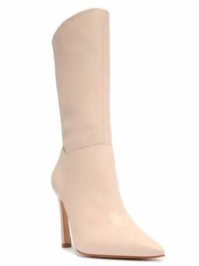 Schutz Elissa Leather Mid Calf Boots in Rose - Women’s 10